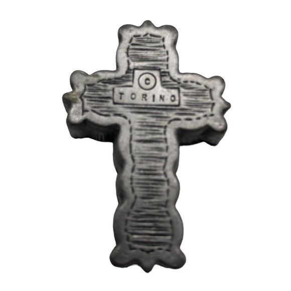 Vintage Torino Pewter Celtic Cross Brooch Pin & Small Trinket Box Crucifix Irish - Picture 4 of 8